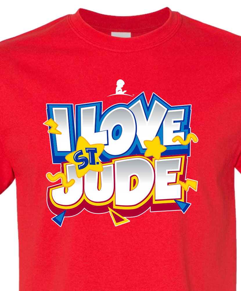 Toddler I Love St. Jude Cartoon Font Design T-Shirt
